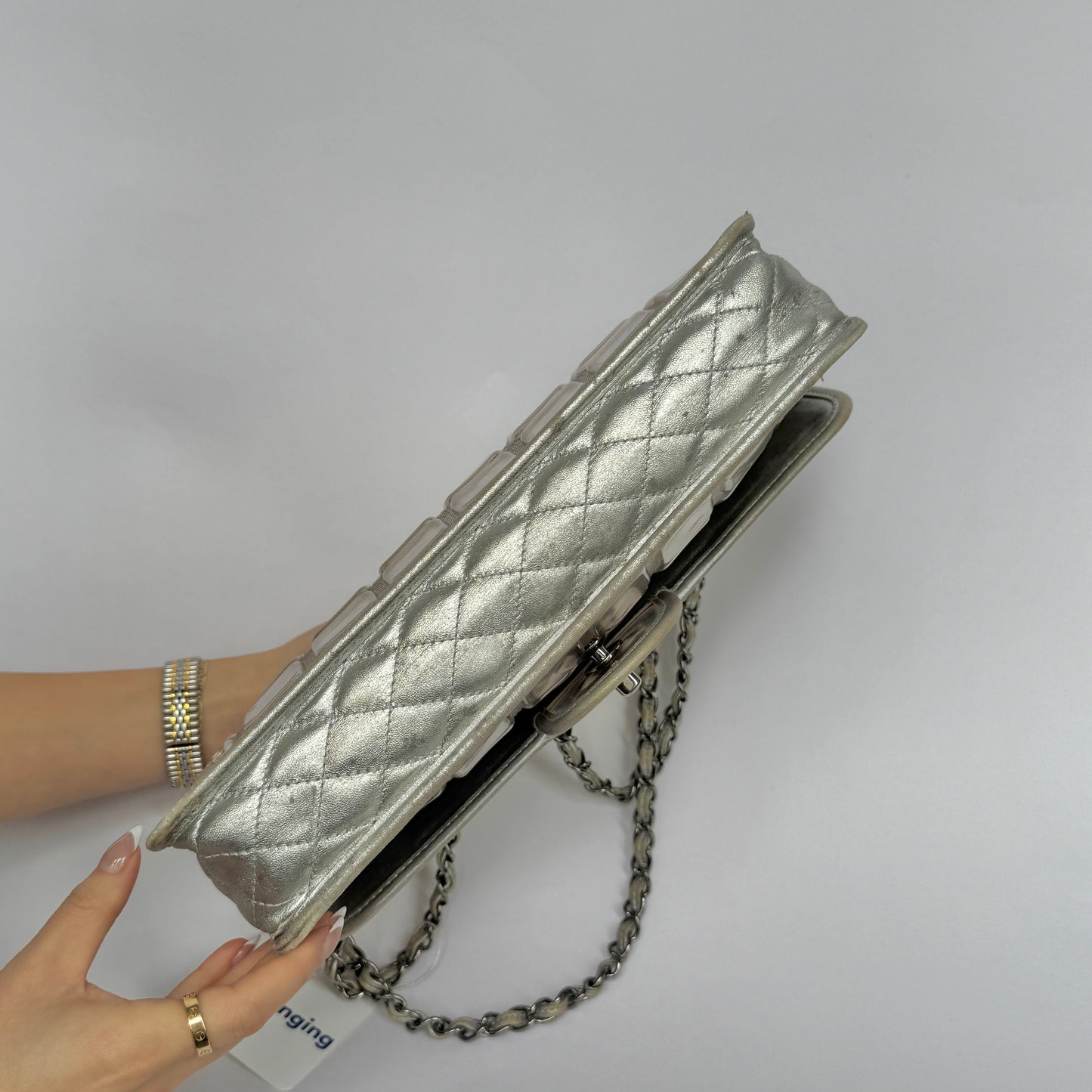 Chanel PVC & Lambskin Silver Ice Cube Flap Bag