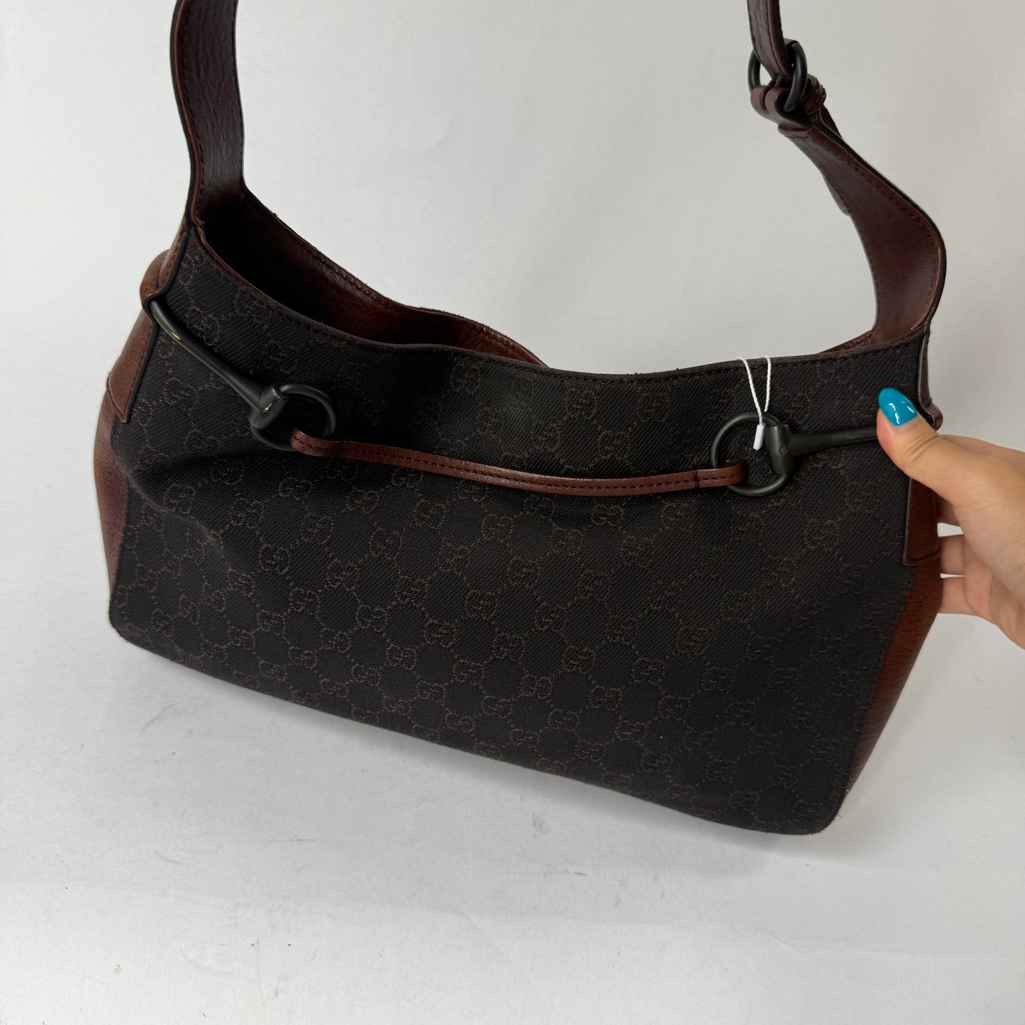 Gucci Brown Monogram Canvas Horsebit Shoulder Bag