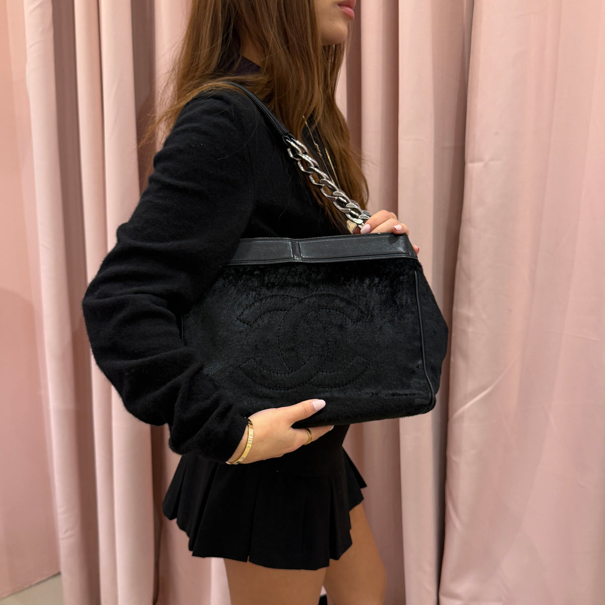 Chanel Black Pony-Hair & Leather Tote Bag