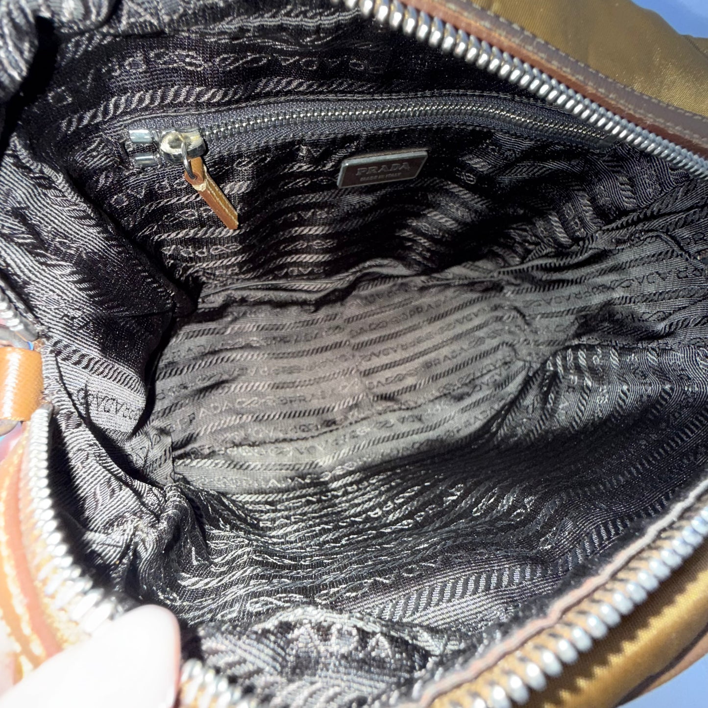 Prada Brown Nylon & Leather Shoulder Bag
