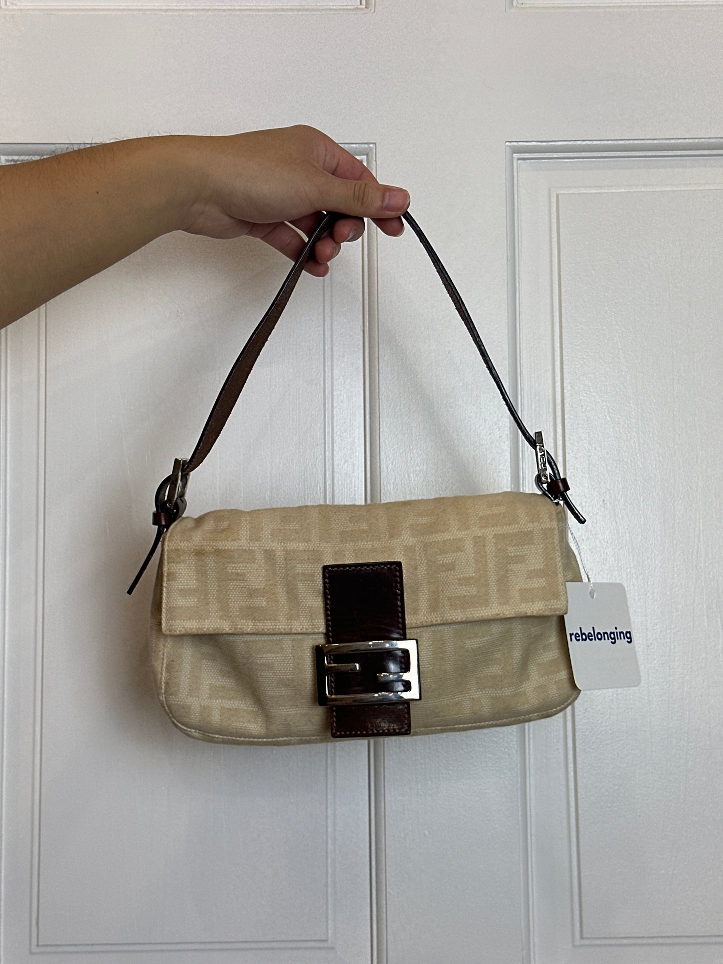 Fendi Cream Zucca Baguette