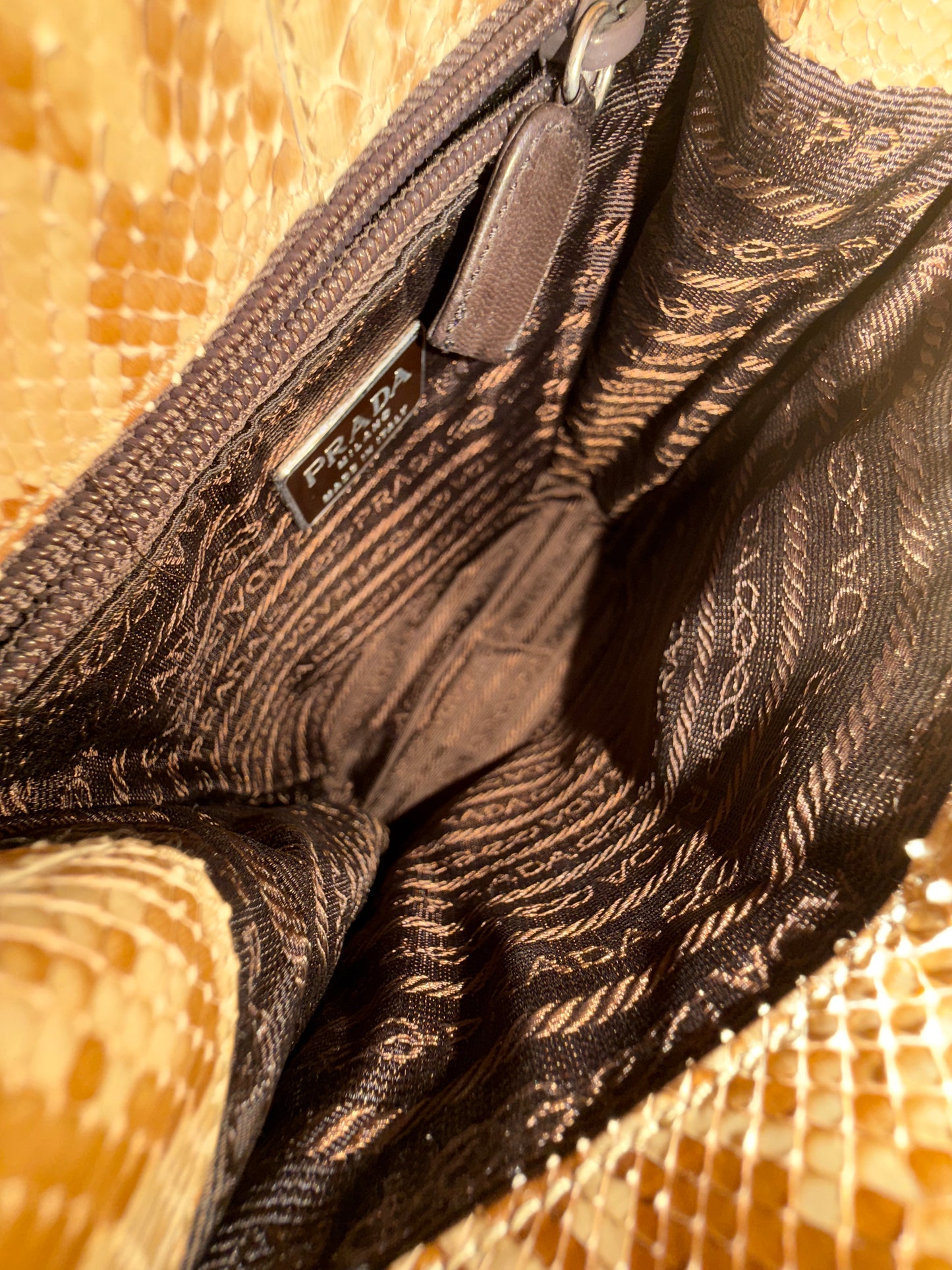 Prada Brown Python Chain Shoulder Bag