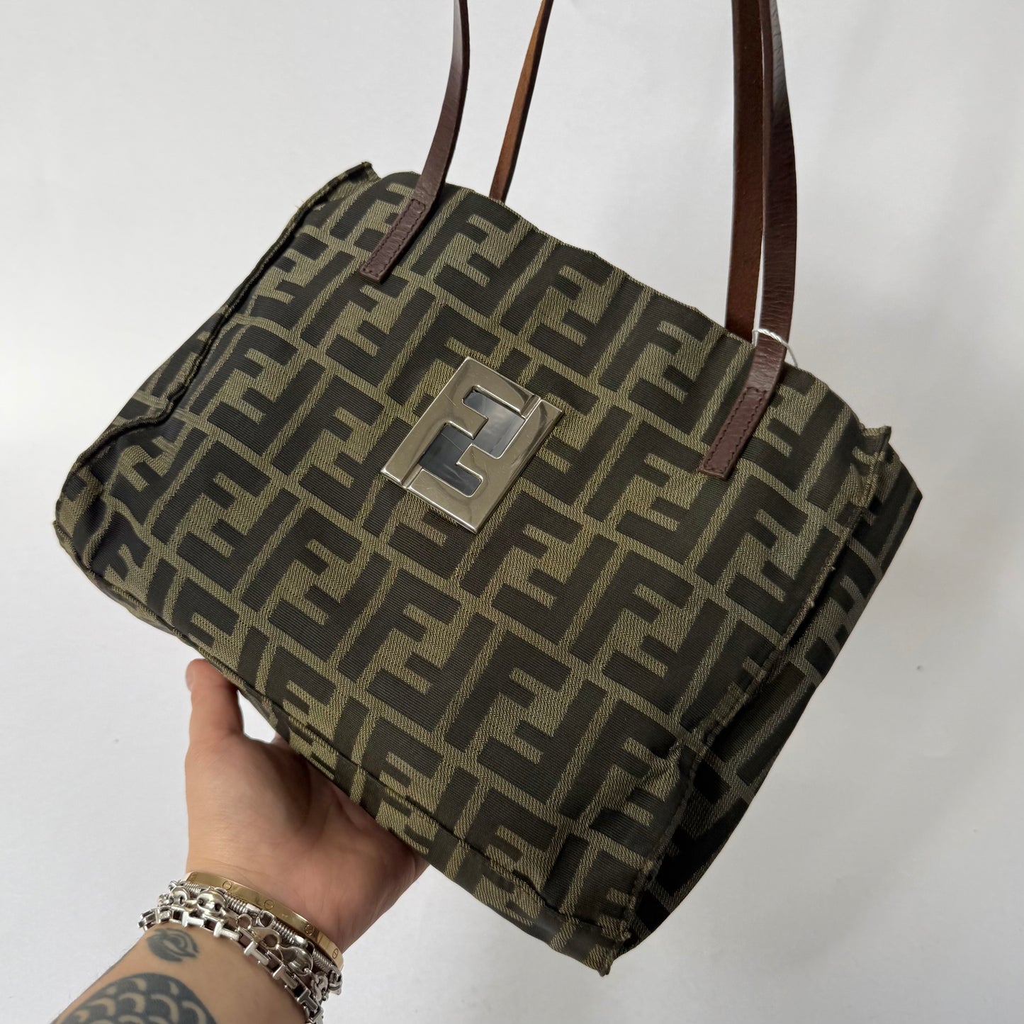 Fendi Brown Zucca Canvas Shoulder Tote