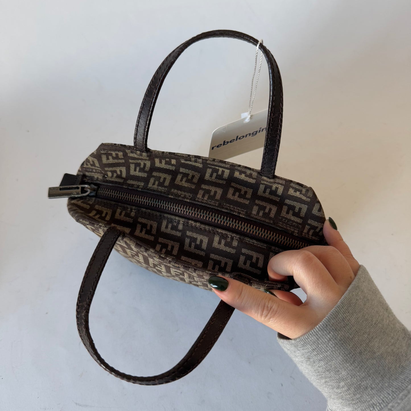 Fendi Brown Nylon Zucchino Top Handle
