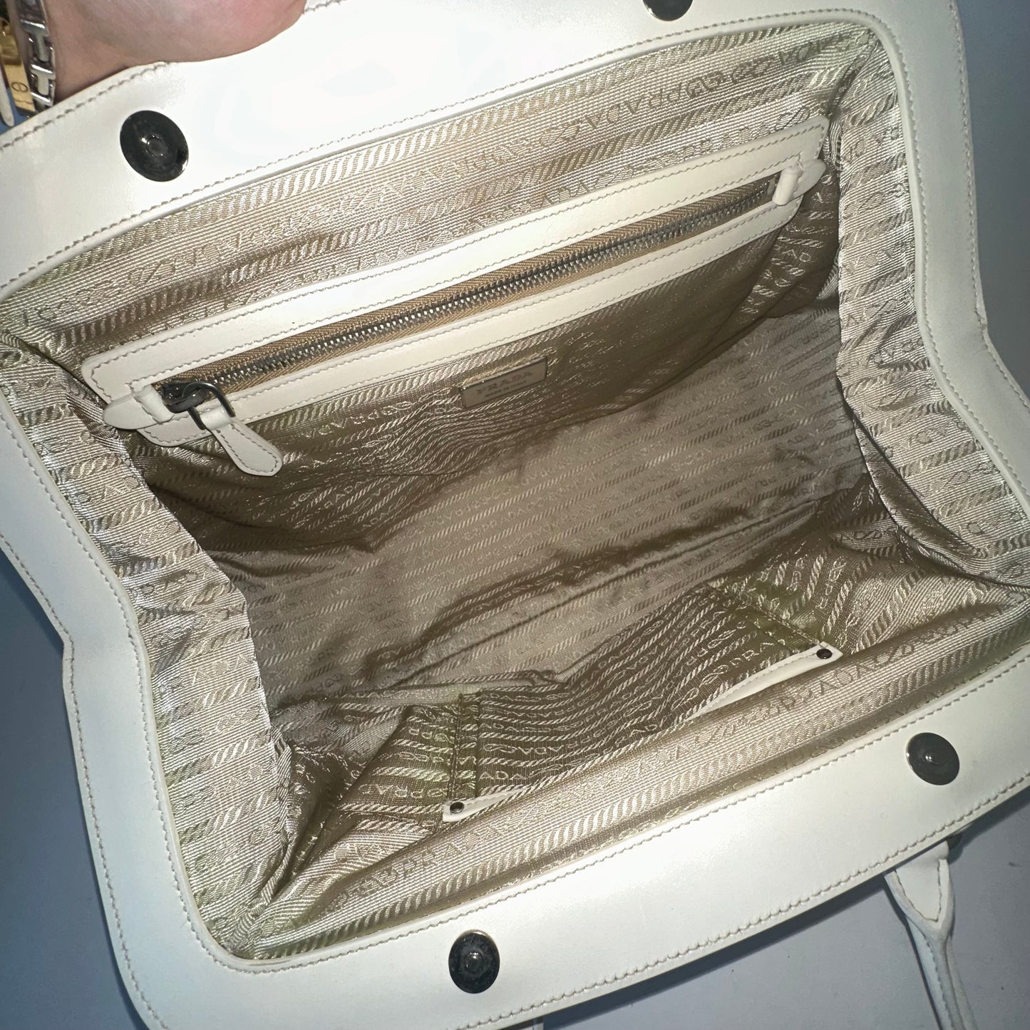 Prada Cream Nylon Doctor Shoulder Bag