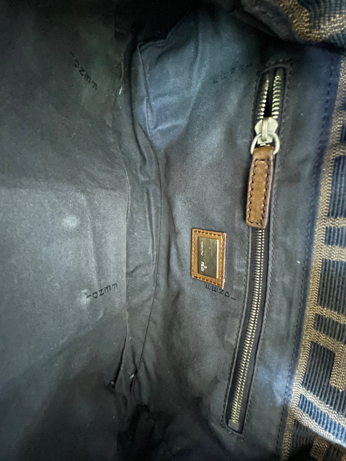 Fendi Brown Canvas & Leather Zucca Chain Handle Baguette