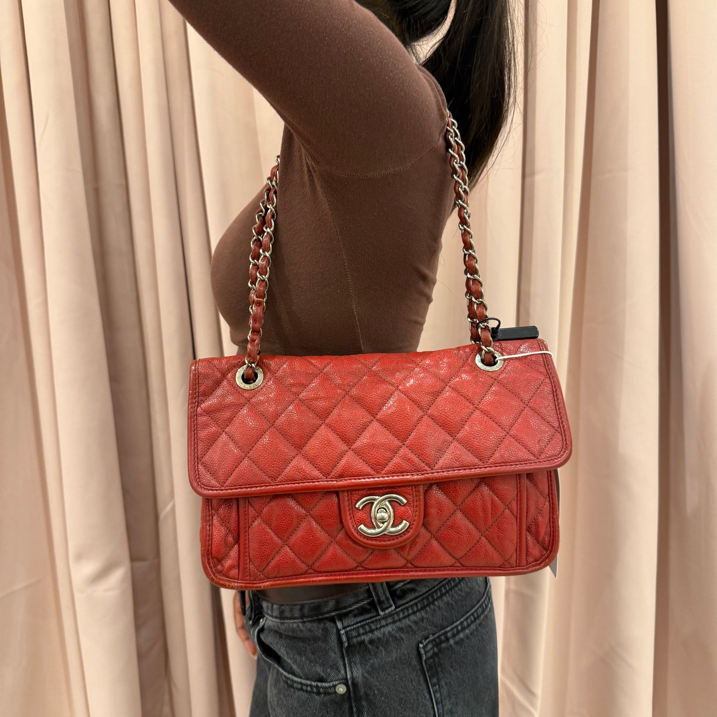 Chanel Red Caviar French Riviera Flap Bag