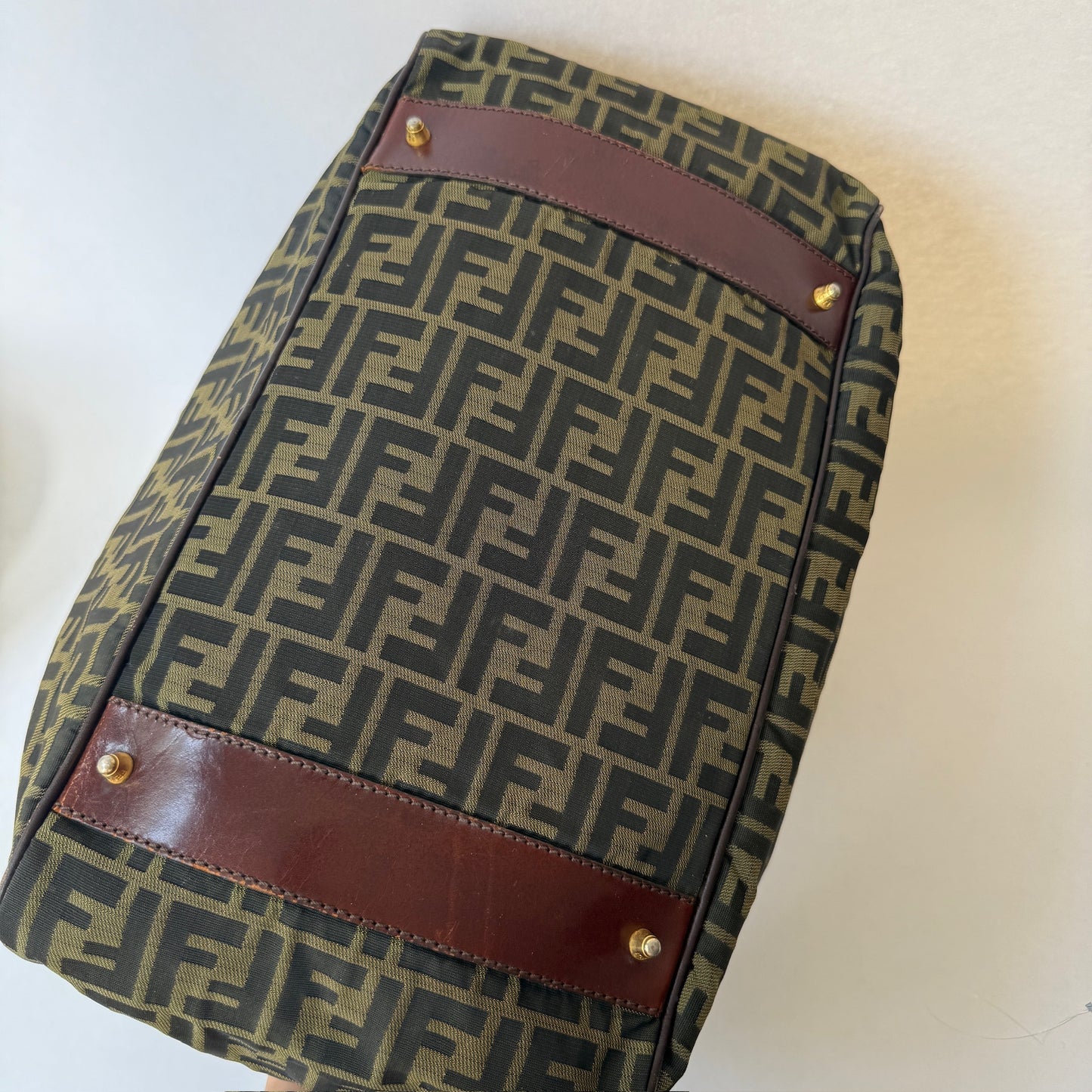 Fendi Brown Zucca Canvas Bowler Bag