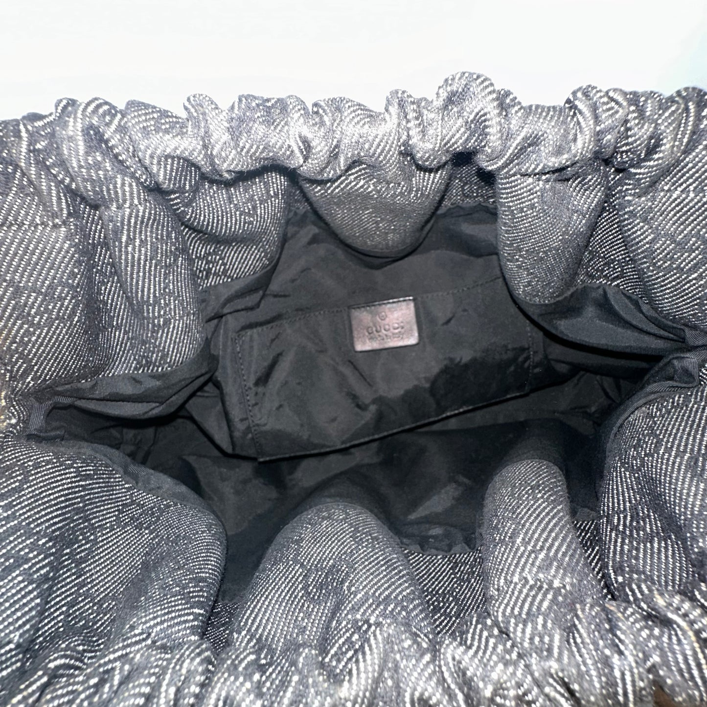 Gucci Black Denim Bamboo Shoulder Bag