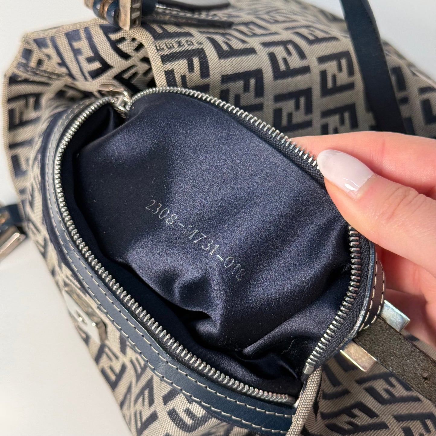 Fendi Navy Zucchino Tote Shoulder Bag