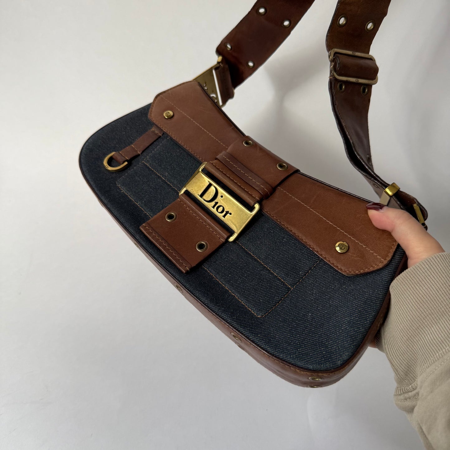 Christian Dior Denim Columbus Shoulder Bag