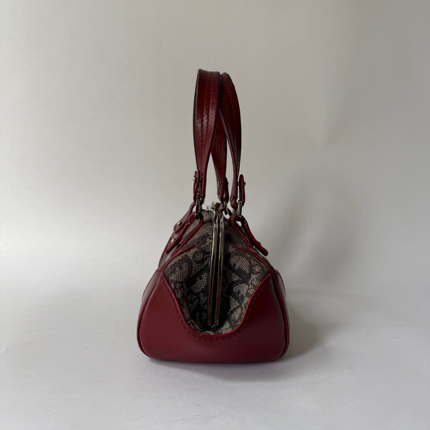 RARE Christian Dior Red & Navy Trotter Monogram Doctor Bag