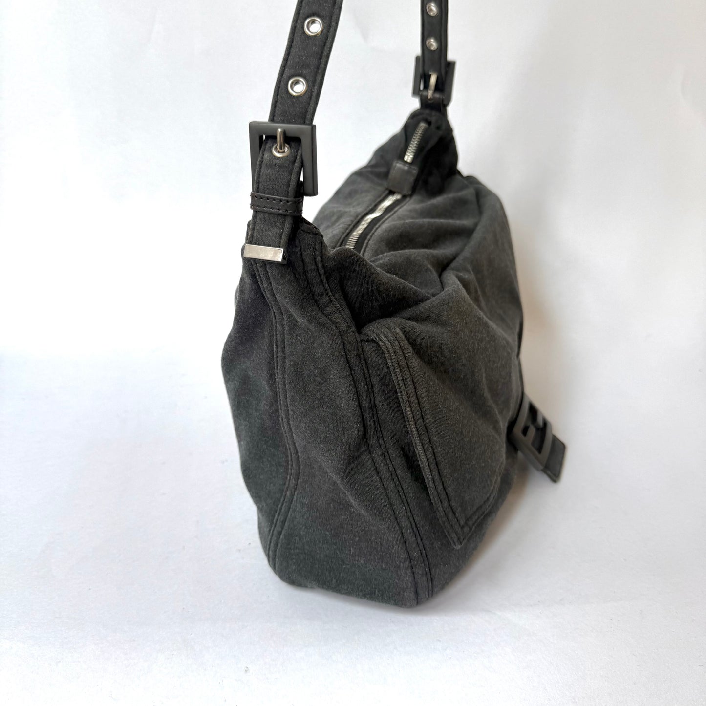 Fendi Gray Wool Mamma Jumbo Baguette