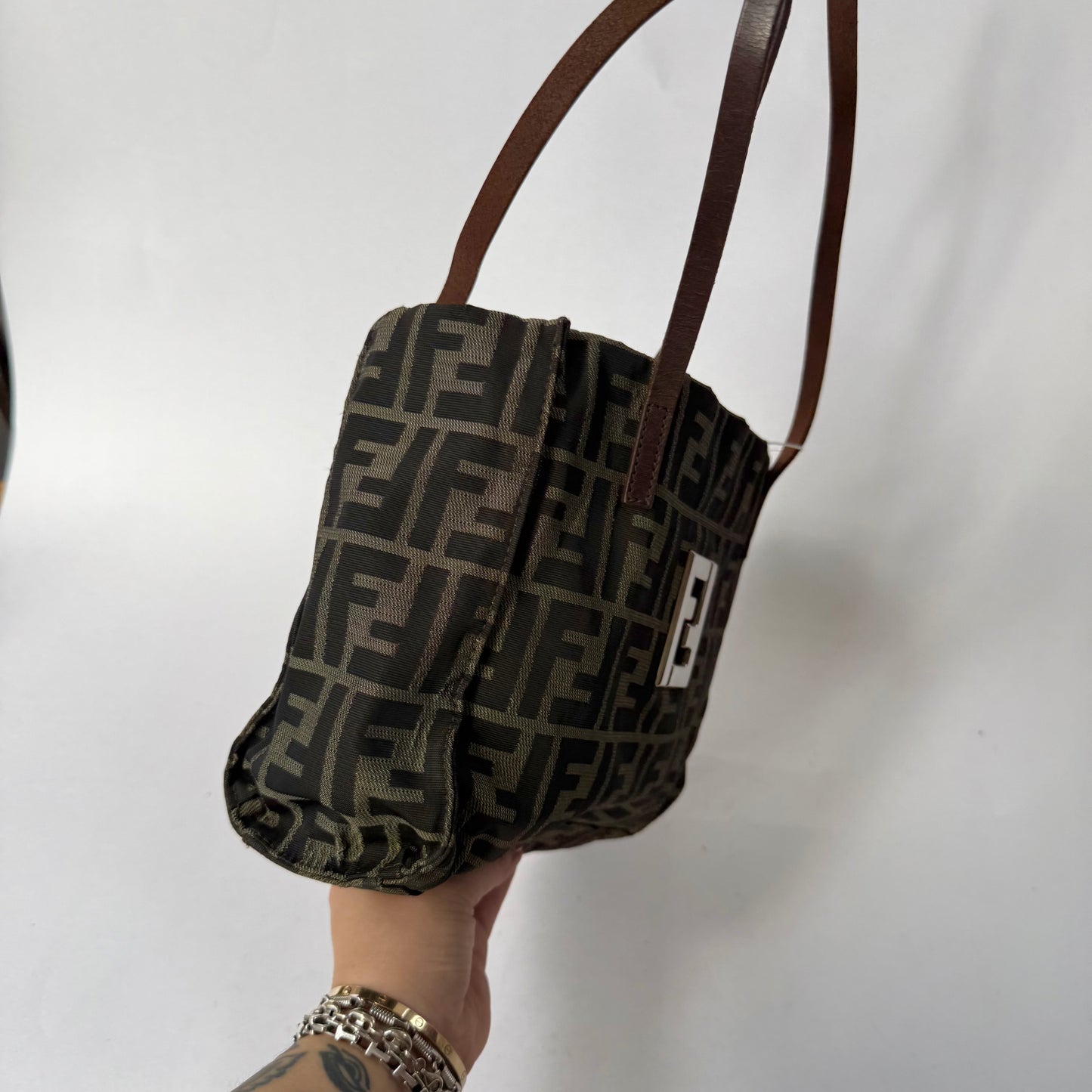Fendi Brown Zucca Canvas Shoulder Tote