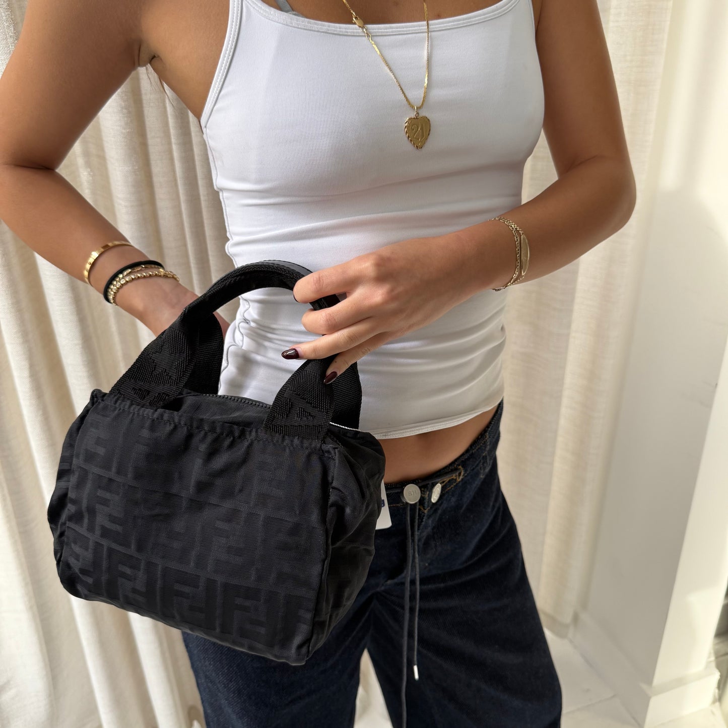Fendi Zucca Monogram Mini Top Handle Tote