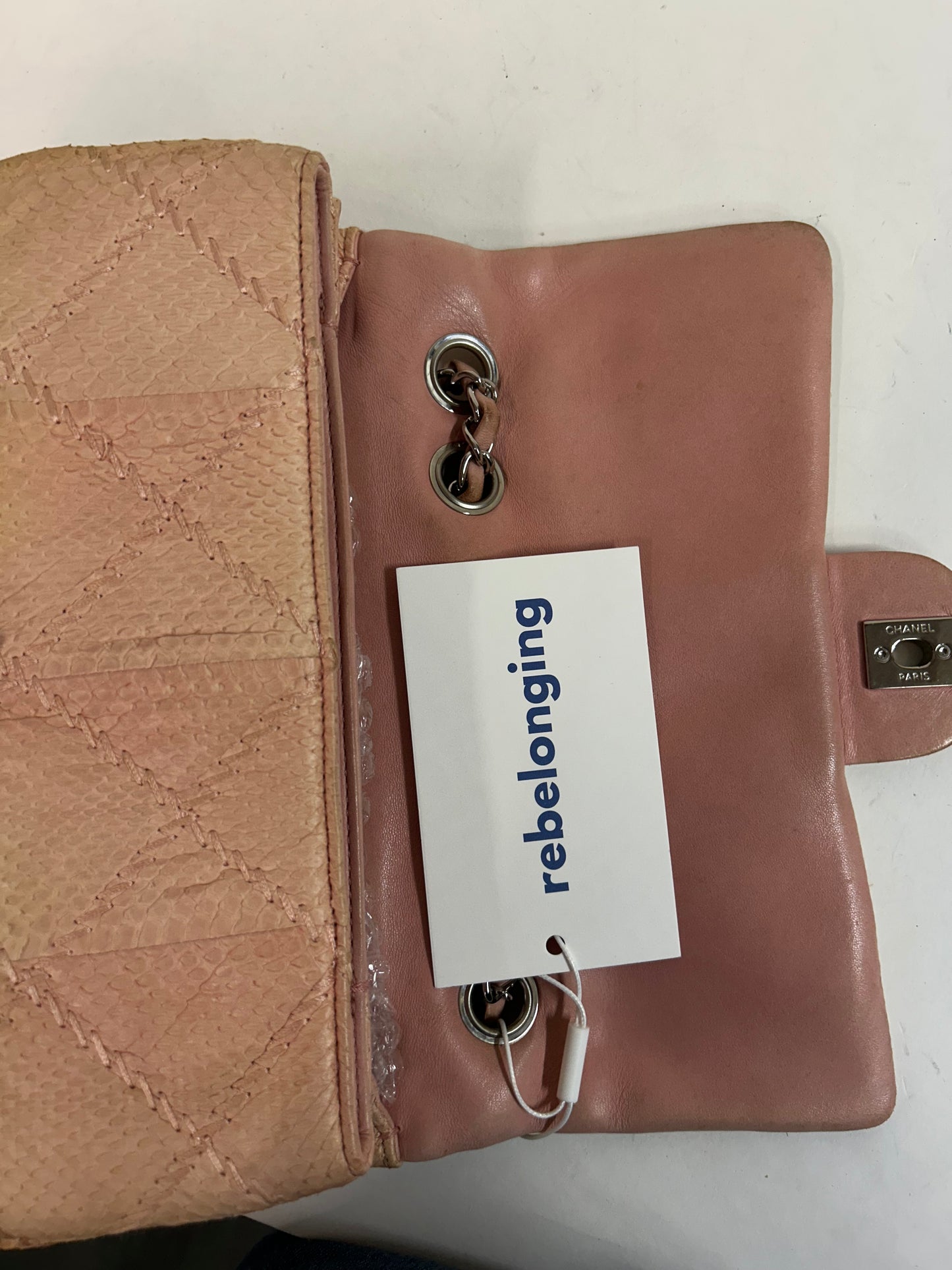 Chanel Peach Python Small Flap Bag