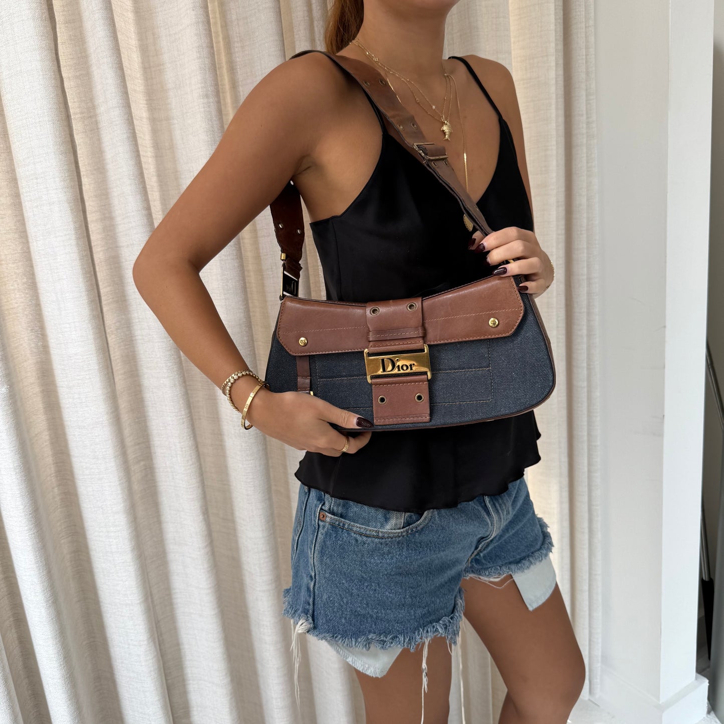 Christian Dior Denim Columbus Shoulder Bag