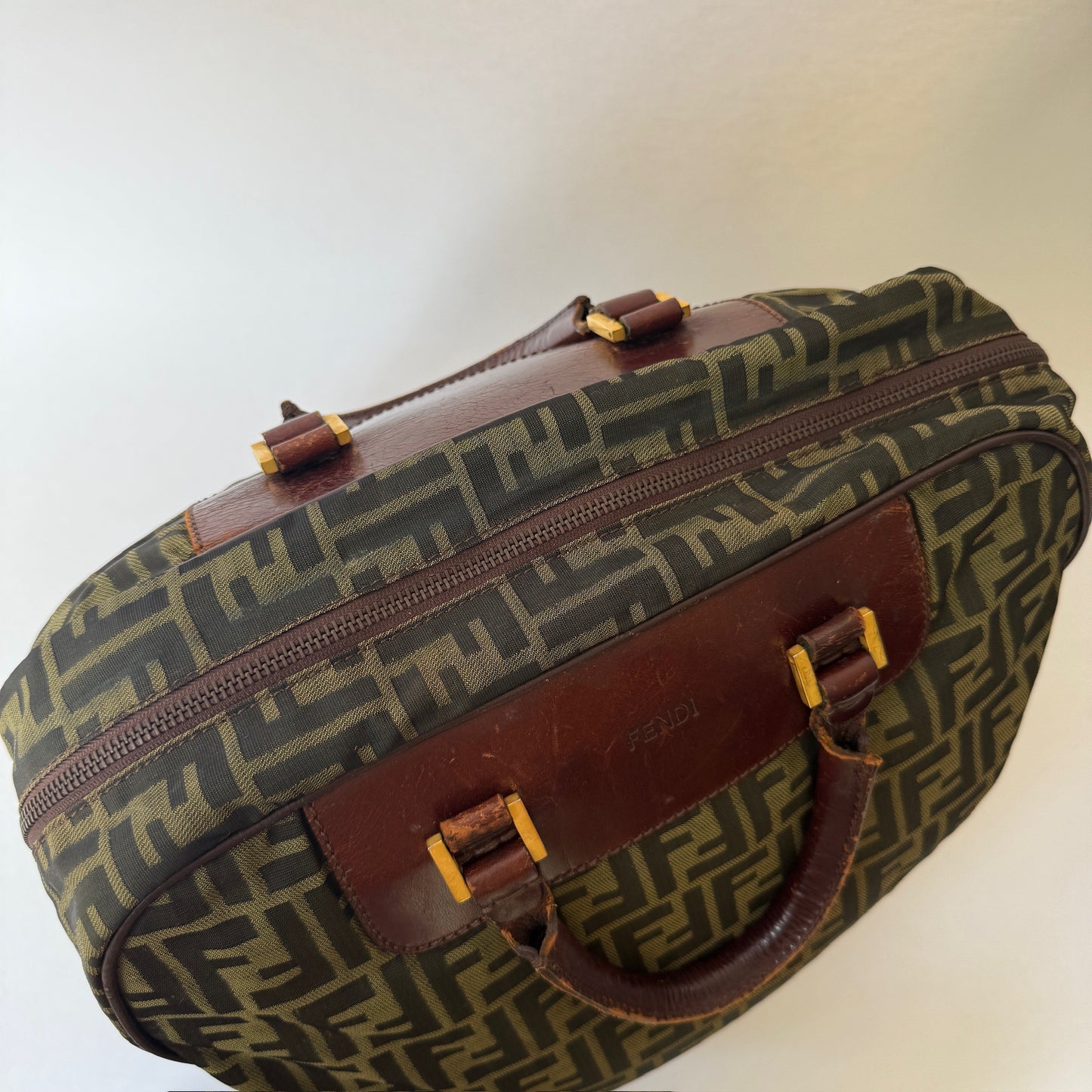 Fendi Brown Zucca Canvas Bowler Bag