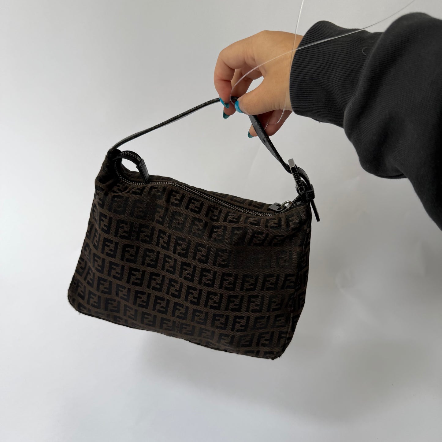 Fendi Brown Zucchino Canvas Mini Top Handle Bag