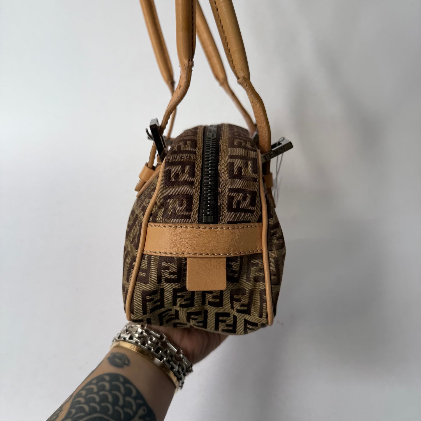 Fendi Brown Zucchino Canvas Shoulder Bag