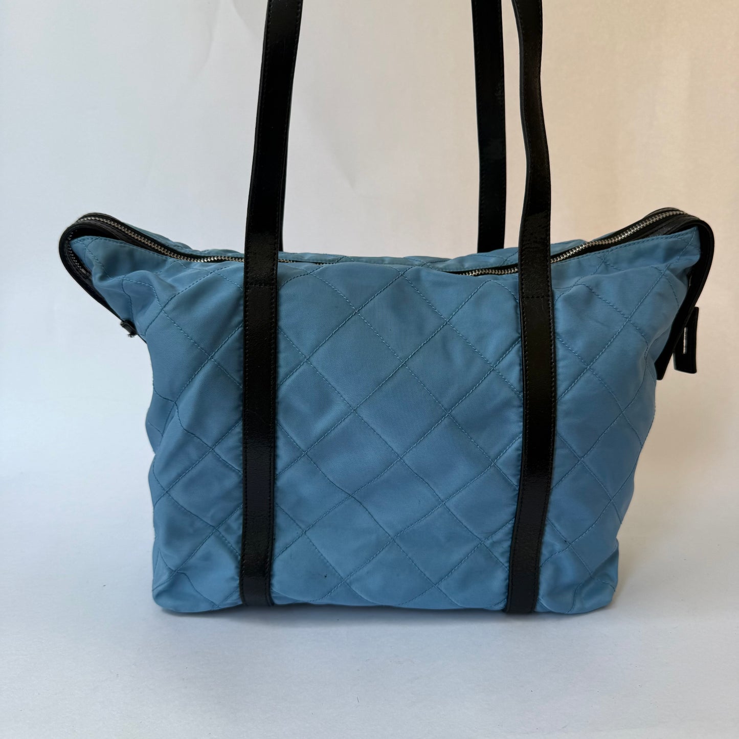 Prada Blue Nylon Woven Long Strap Shoulder Bag