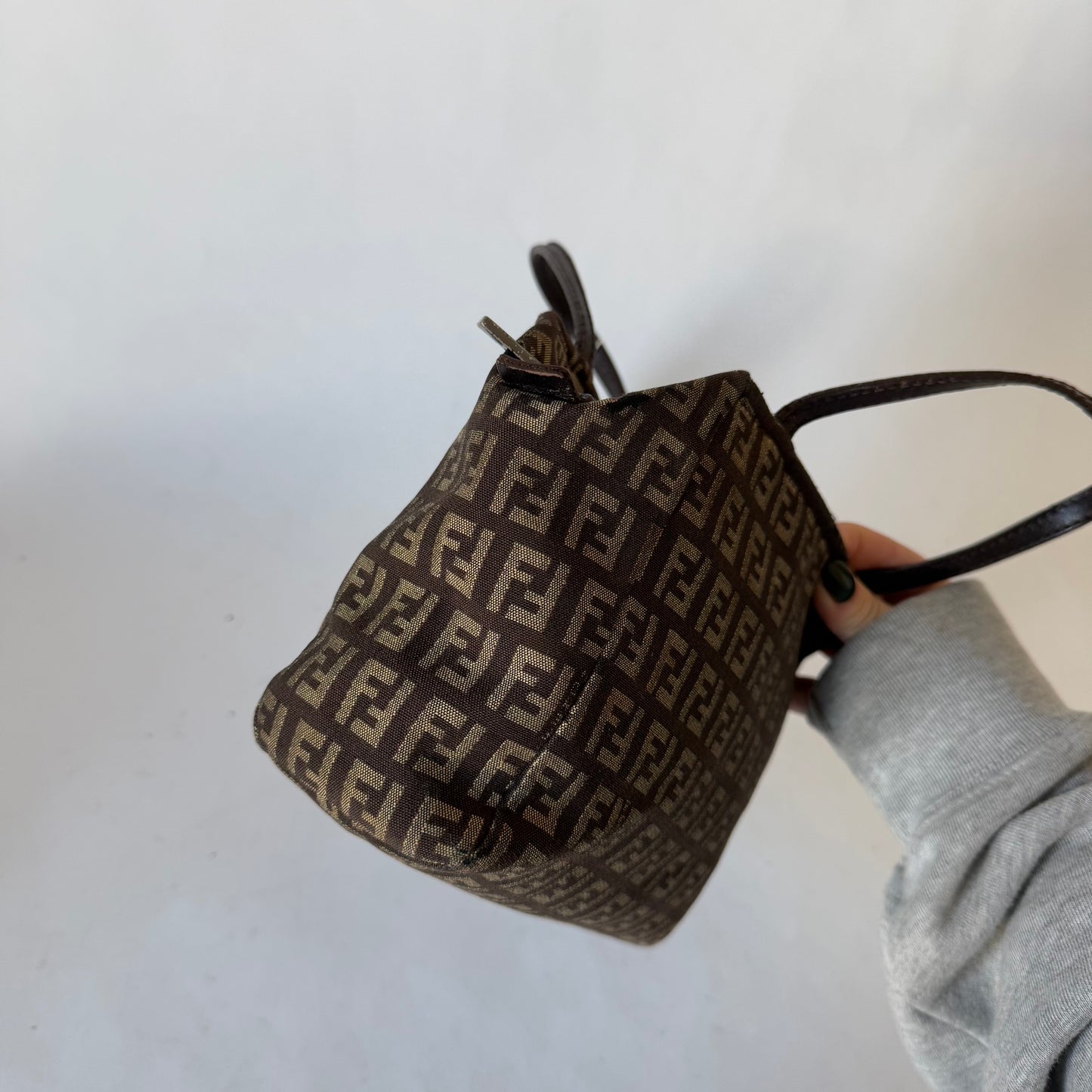 Fendi Brown Nylon Zucchino Top Handle