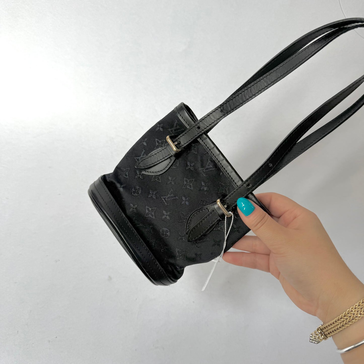 Louis Vuitton Black Monogram Minilin Satin Monogram Minu Bucket Bag