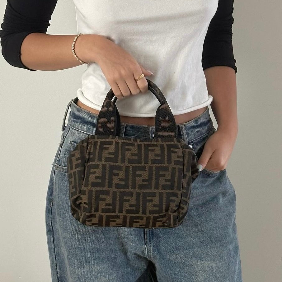 Fendi Brown Zucca Monogram Mini Tote Bag