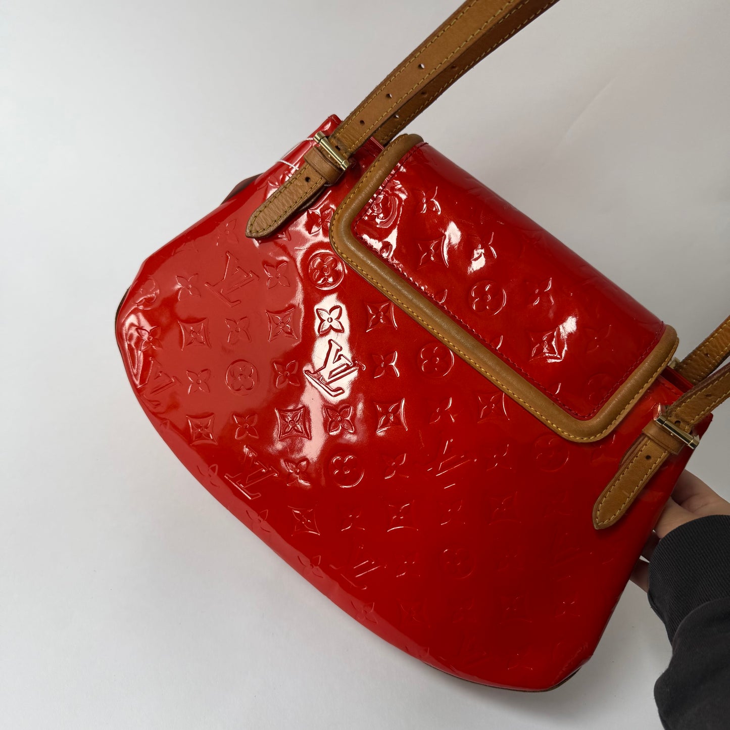 Louis Vuitton Red Vernis Biscayne Bay GM Bag Rouge