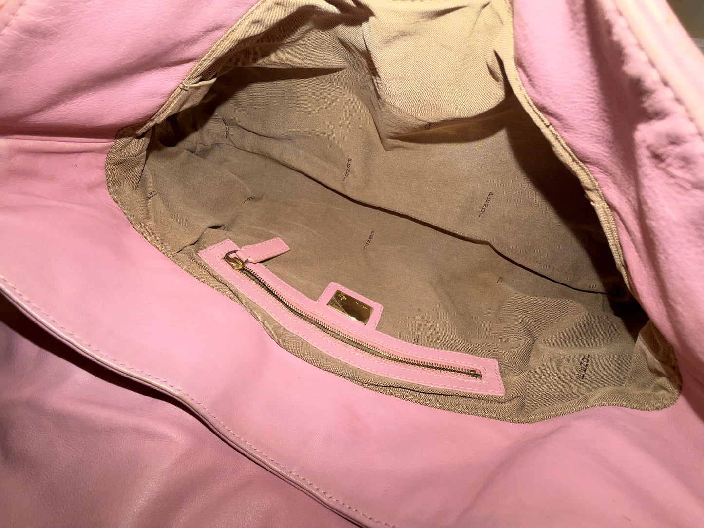 Fendi Pink Leather Chef Zucca Monogram Handbag