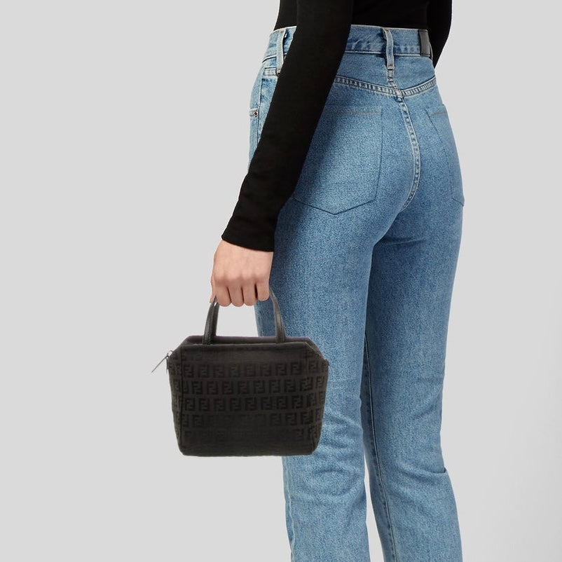 Fendi Black Zucchino Nylon Mini Top Handle Tote