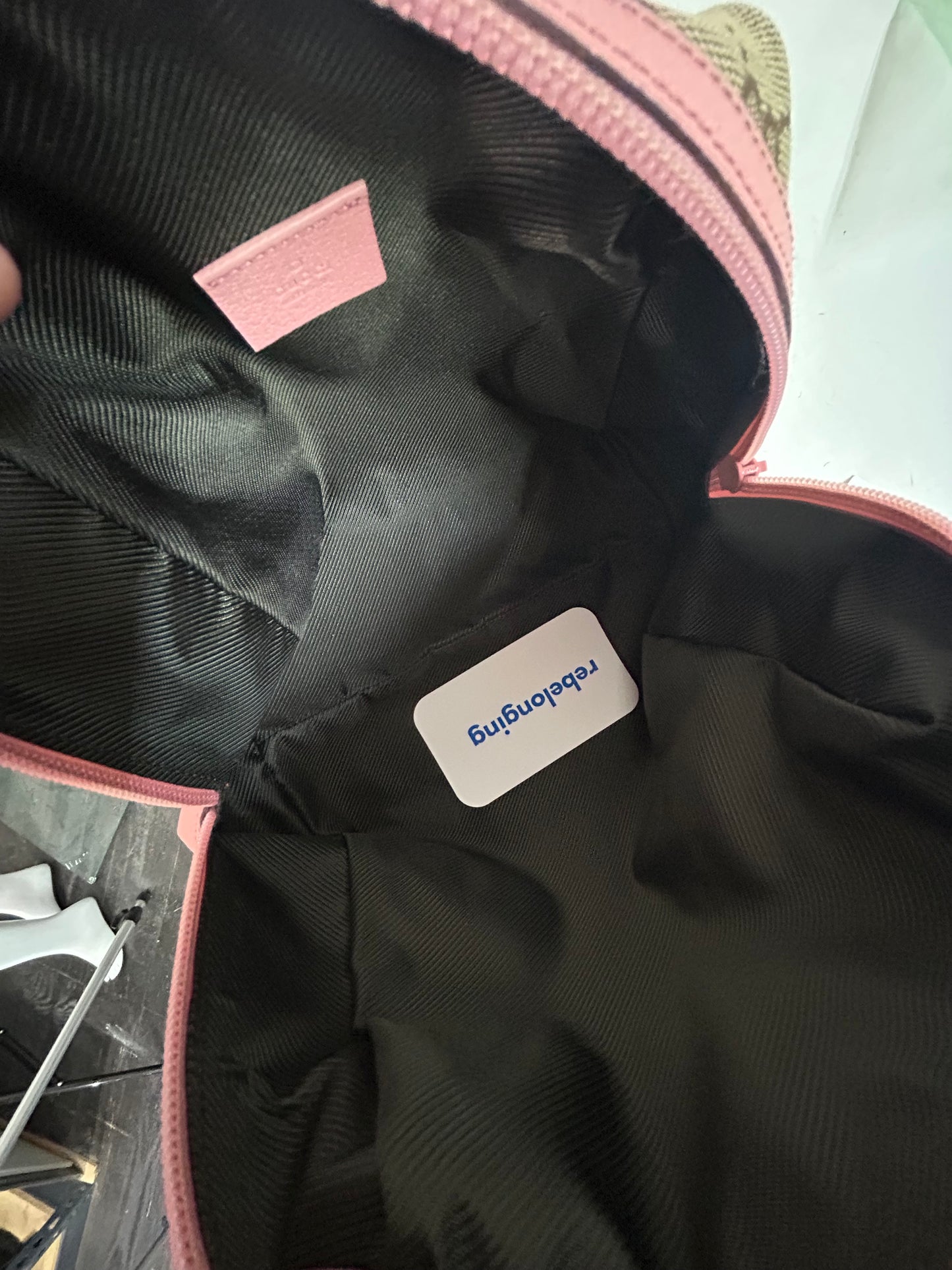 Gucci Pink Leather & Brown Monogram Mini Tote Bag