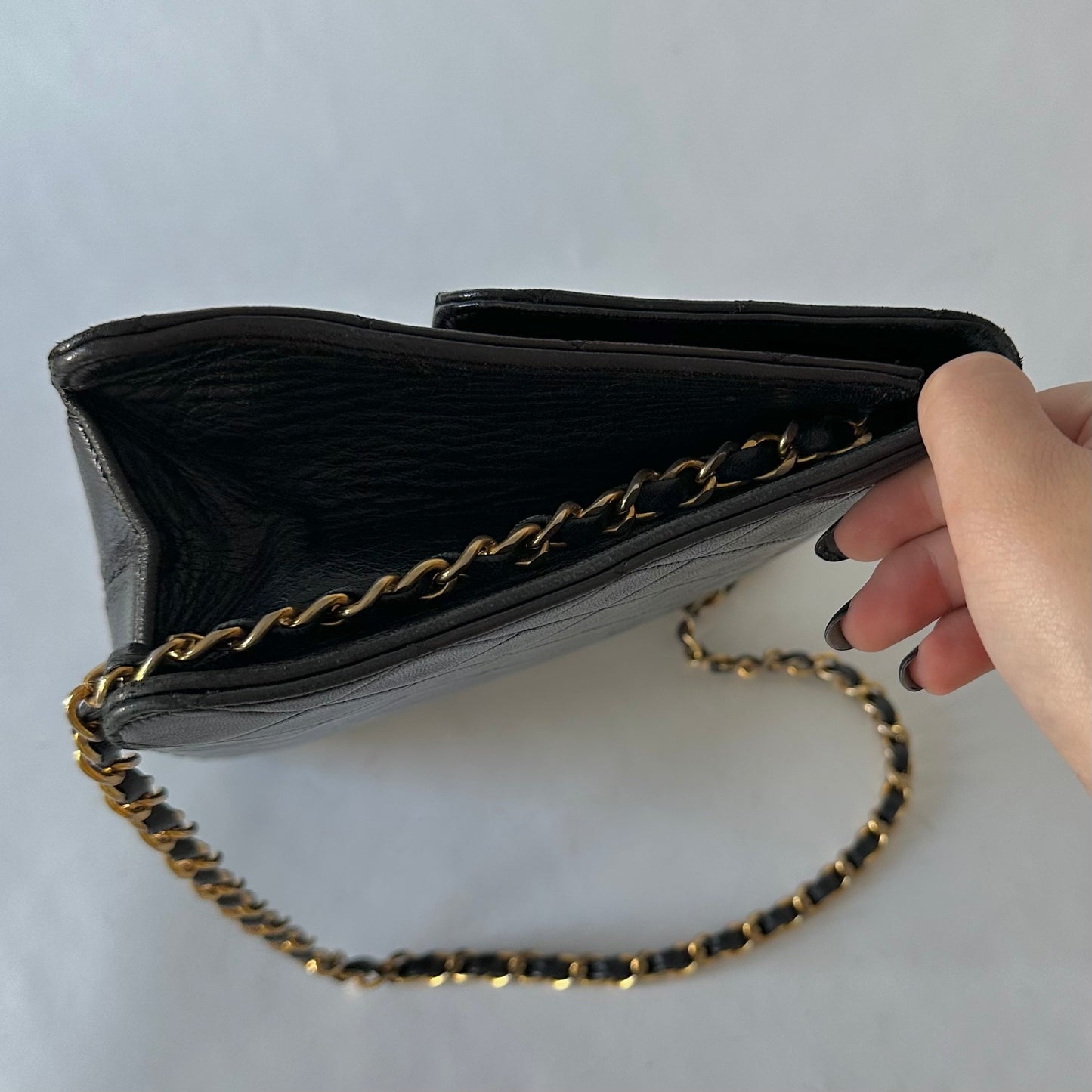 Chanel Black 80’s Quilted 18k GP Hardware Square Flap