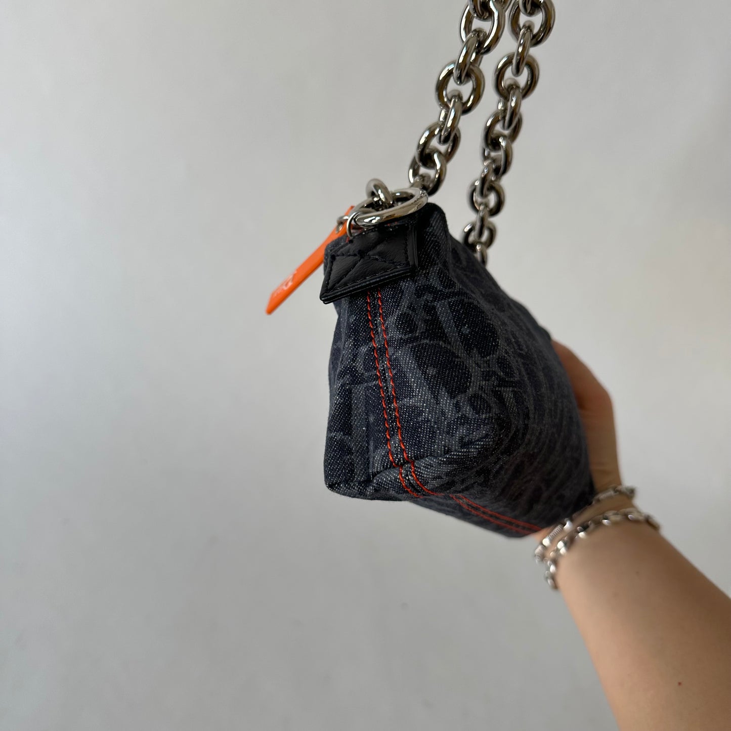 Christian Dior Denim Flight Monogram Pochette Shoulder Bag