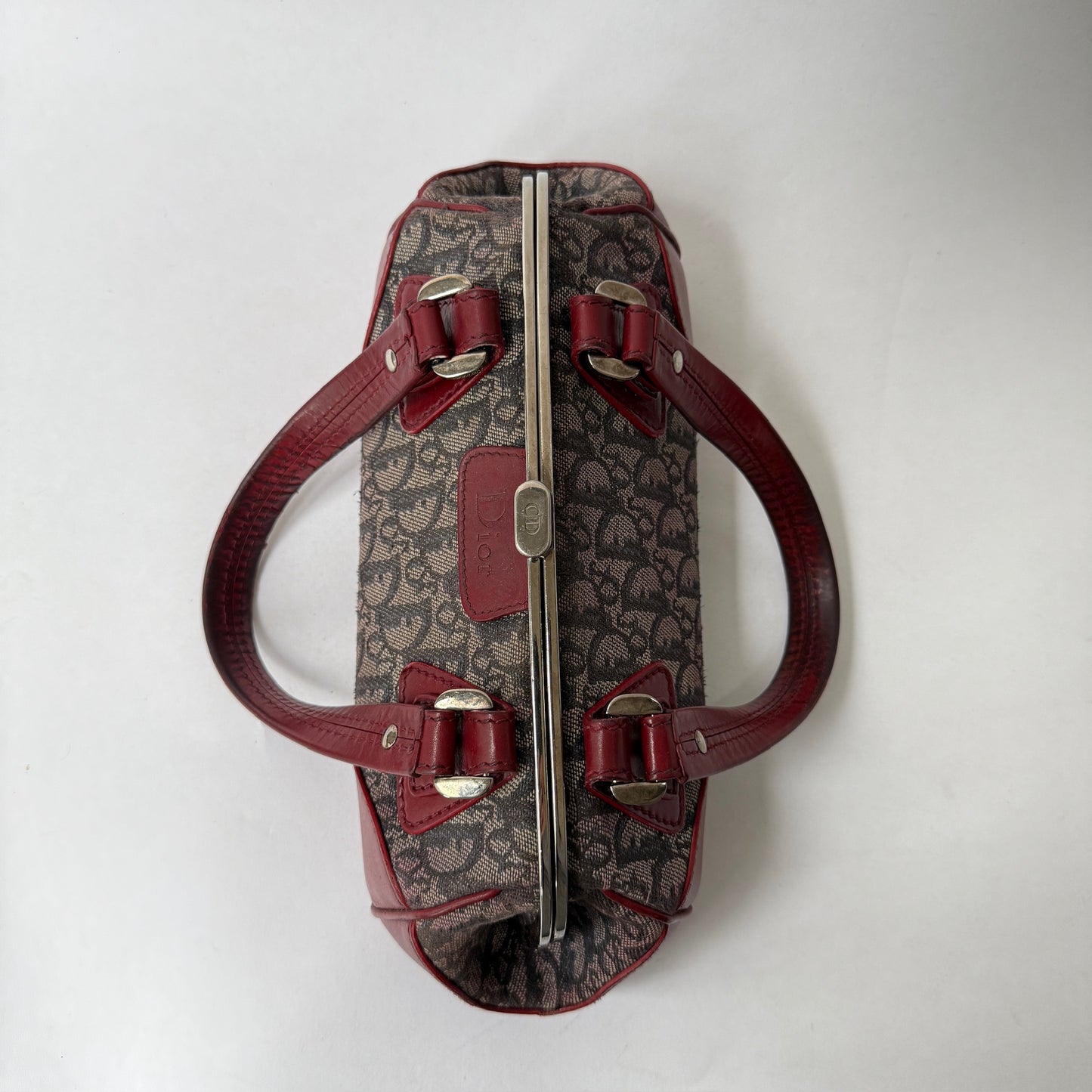 RARE Christian Dior Red & Navy Trotter Monogram Doctor Bag