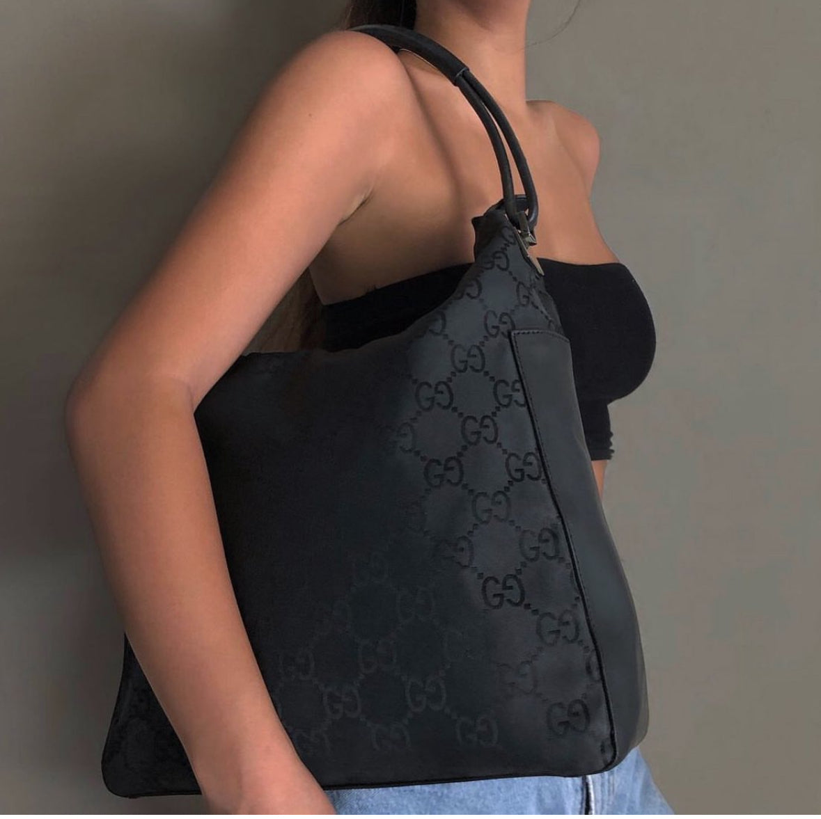 Gucci Black Monogram Shoulder Bag