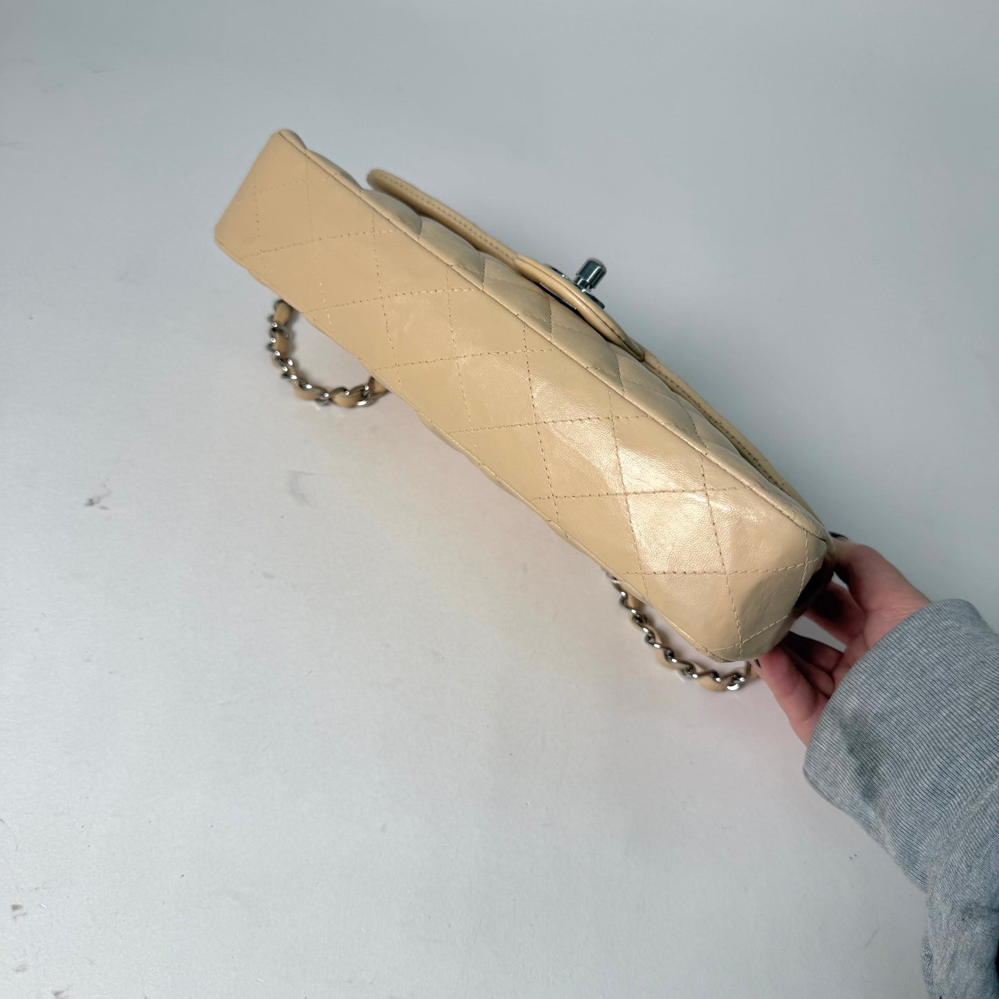 Chanel Cream Lambskin E/W Flap Bag