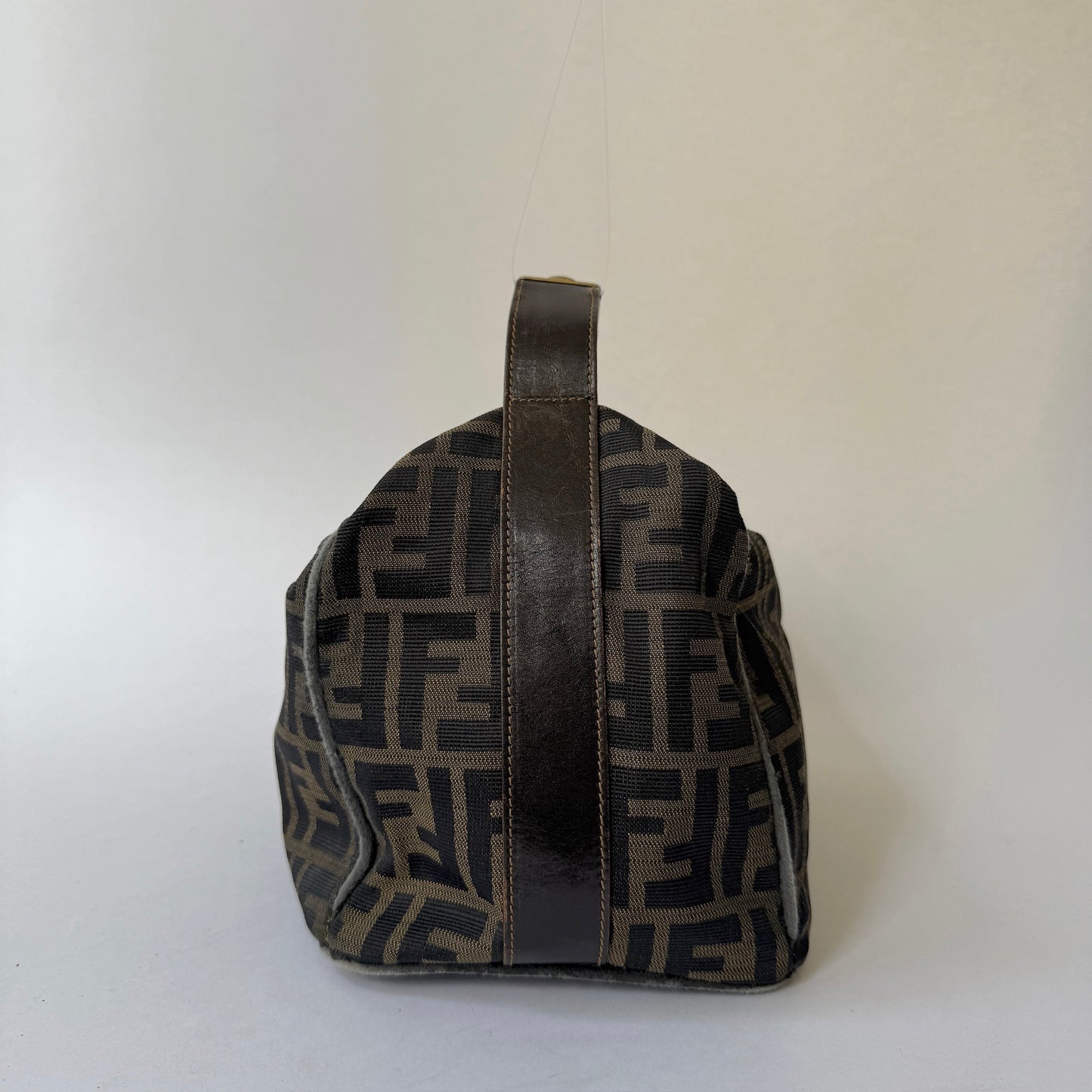 Fendi Brown Zucca Canvas Clip Top Vanity Bag