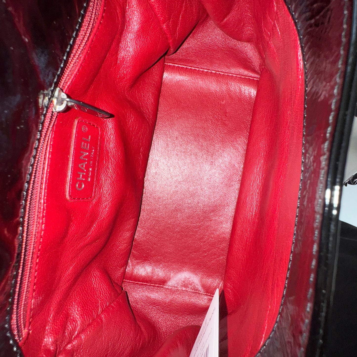 Chanel Black Patent Leather Lipstick Accordion Flap Bag