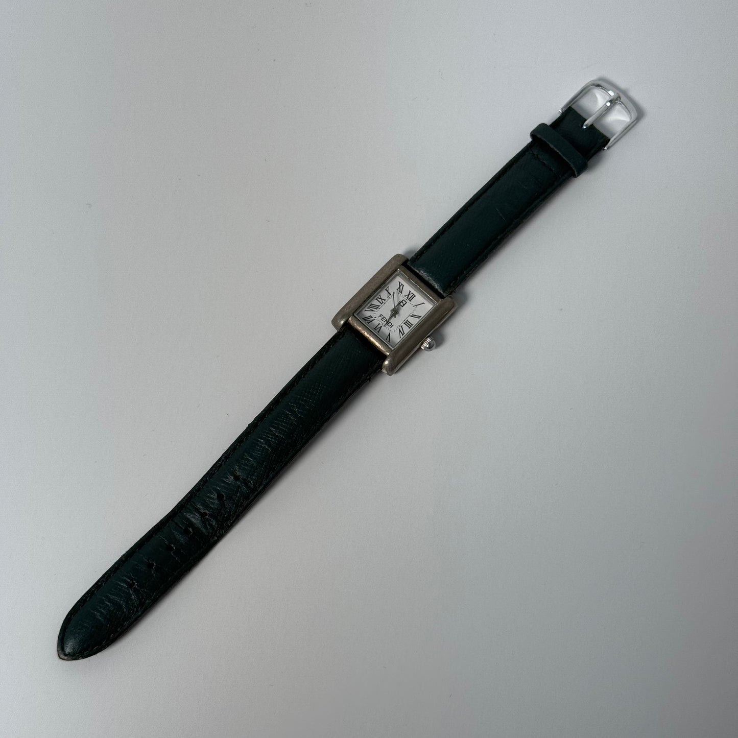 Fendi Green Square White Dial Watch