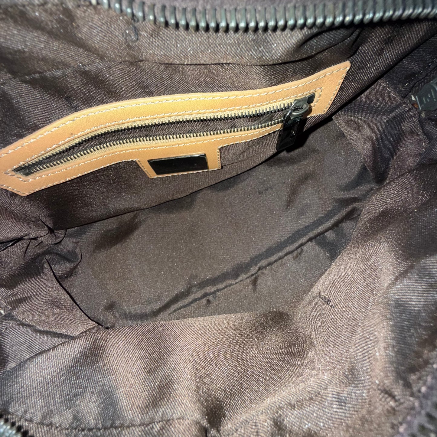 Fendi Brown Zucchino Canvas Shoulder Bag