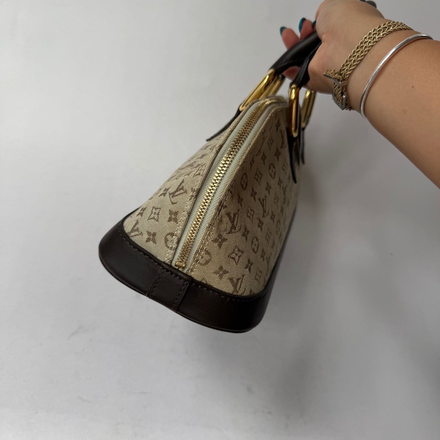 Louis Vuitton Khaki & Brown Mini Lin East West Alma