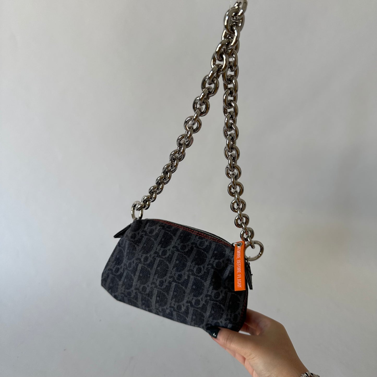 Christian Dior Denim Flight Monogram Pochette Shoulder Bag