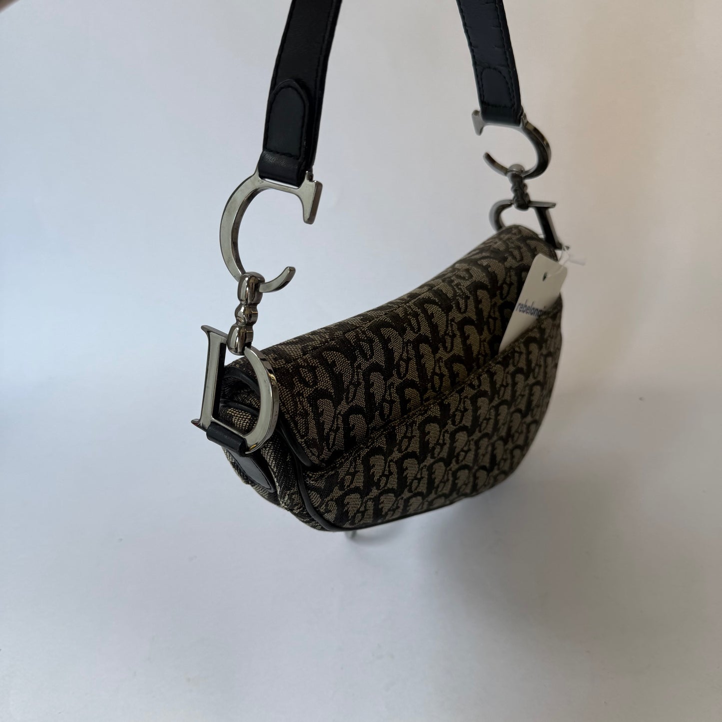 Christian Dior Black Trotter Monogram Saddle Bag