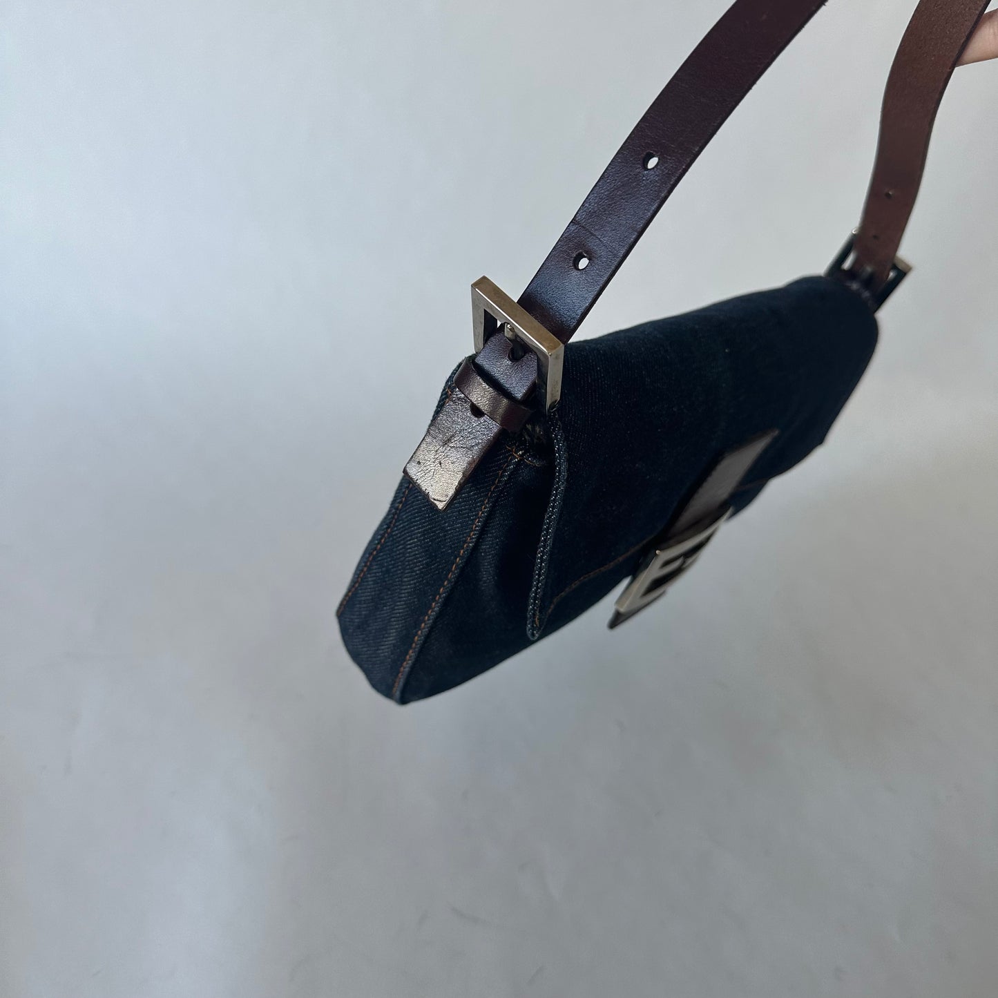 Fendi Denim Classic Baguette Shoulder Bag