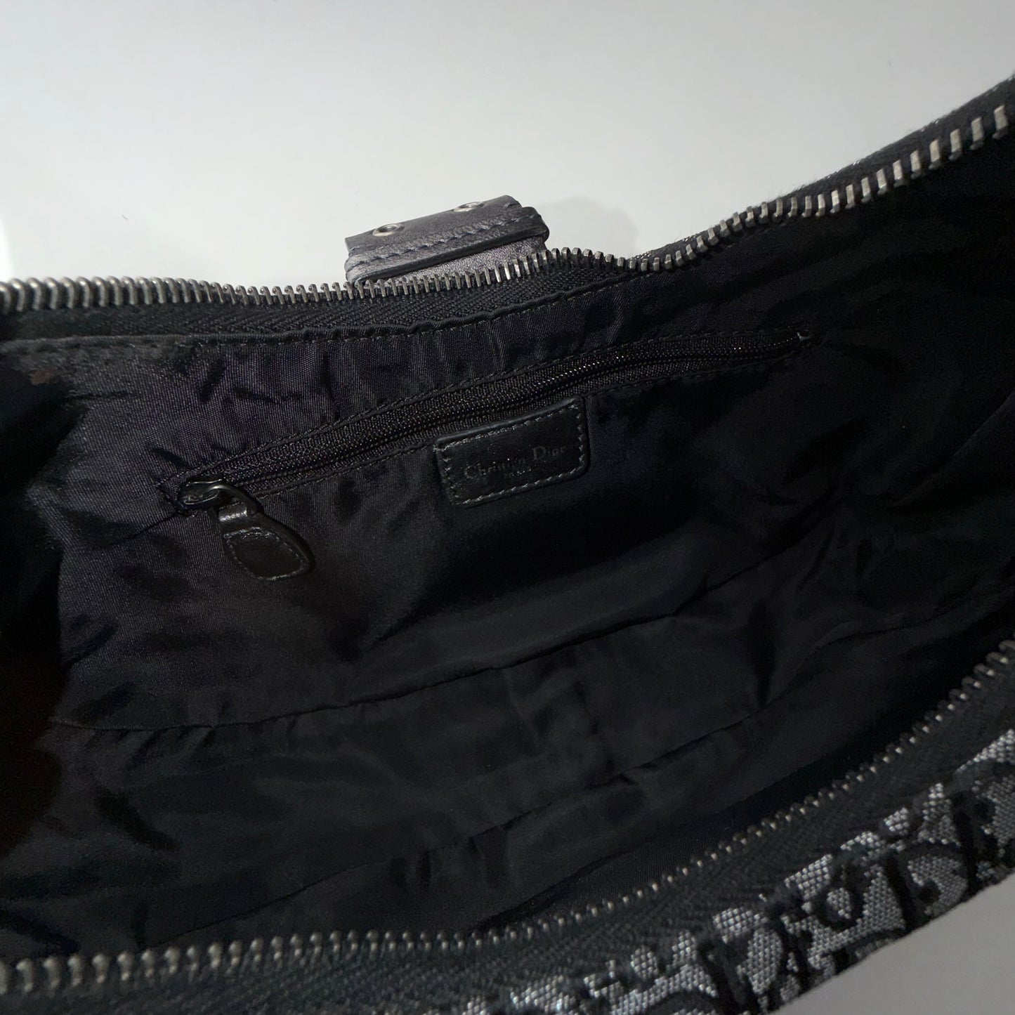 Christian Dior Black Trotter Canvas Street Chic Small Croissant Hobo Bag