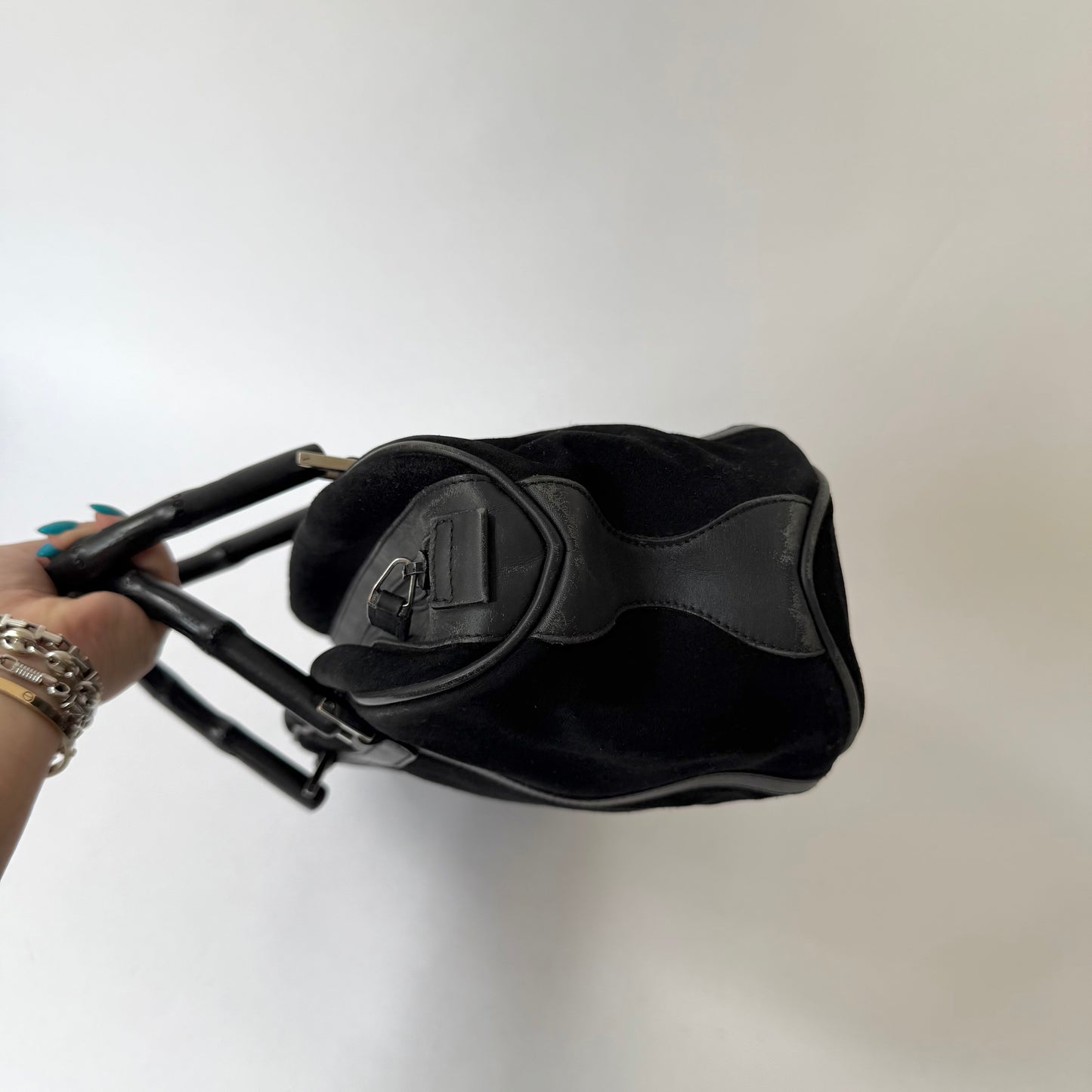 Gucci Black Suede Tom Ford Era Bamboo Handle Bag