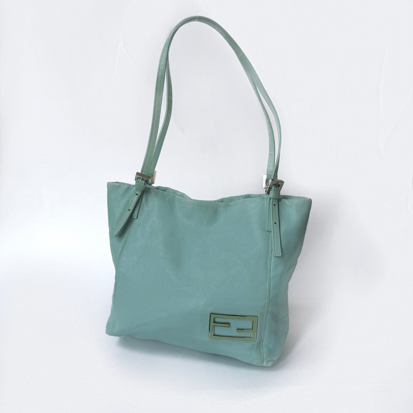 Fendi Teal Leather Shoulder Bag