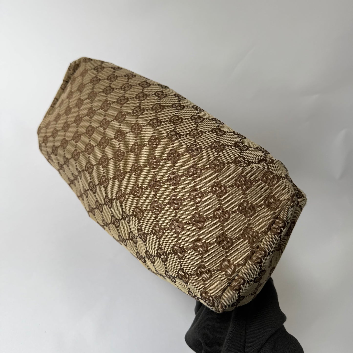 Gucci Brown Monogram Wooden Handle Bag