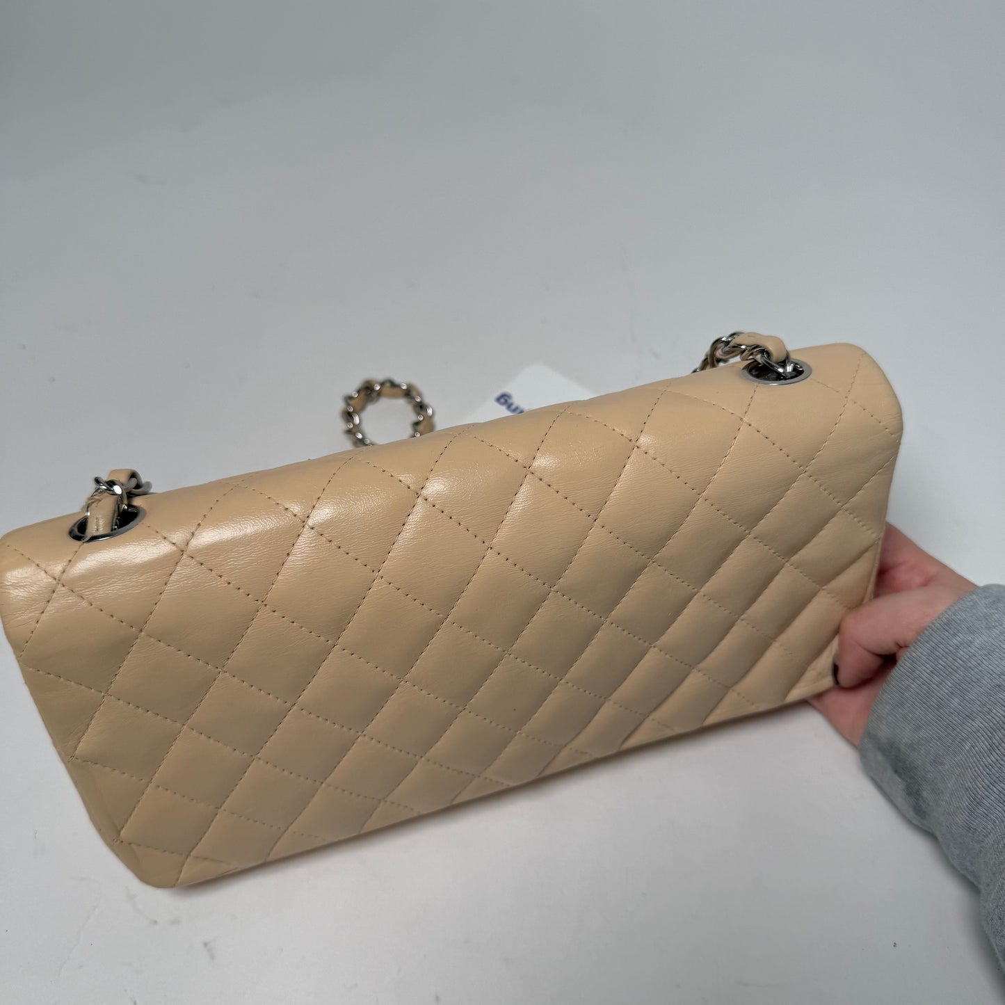 Chanel Cream Lambskin E/W Flap Bag